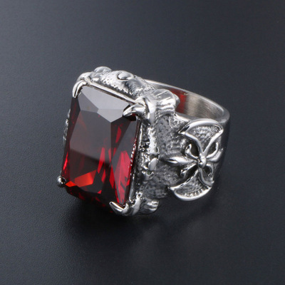 Mens ring ring titanium steel casting overlord retro Ruby i