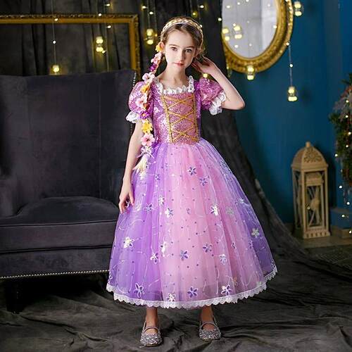 Children Girl Rapunzel Dress Kids Tangled Disguise Carnival