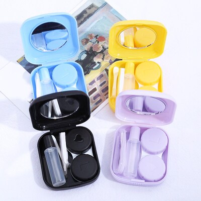 Macaron Color Eye Contact Lenses Cases Girl Black Purple Con