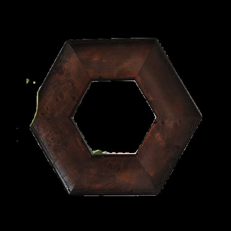 法式六角装饰镜 原木树瘤做旧工艺书房沙发背景墙 重工实木中古镜,住宅家具,装饰镜,淘宝优惠券,粉丝福利购,淘宝优惠卷