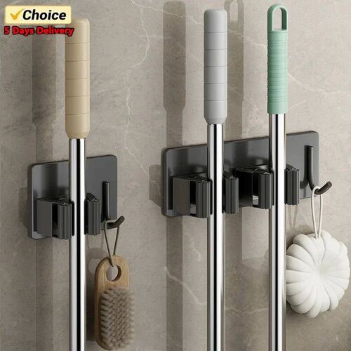 Non Perforated Stainless Steel Mop Holder, Bathroom Wall Mou