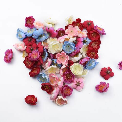 30/50/100Pieces Silk Plum Blossom Decorative Flowers Diy Wed