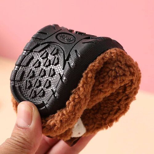 Children Cotton Slippers Solid Warm Kids Winter Home Shoes B