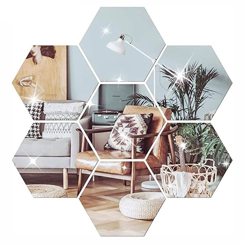 6/12Pcs Hexagon Acrylic Mirror Wall er Home Decor DIY Remova