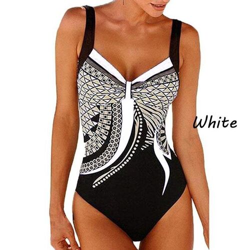 Summer Plus Size Retro One Piece Swimsuits Closed Bodysuit S