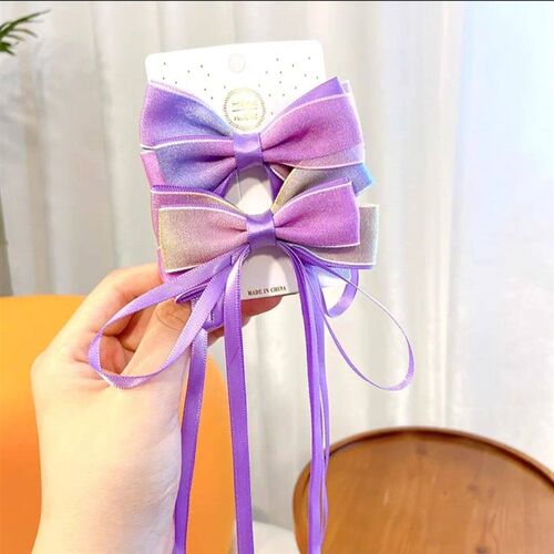 New Chinese Style Gradient Bow Tassel Hairpins Children Swee