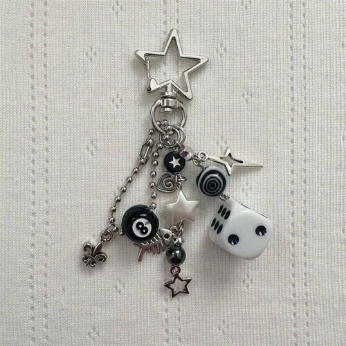 Handmade cluttered rockstar gf edgy black black & white dice