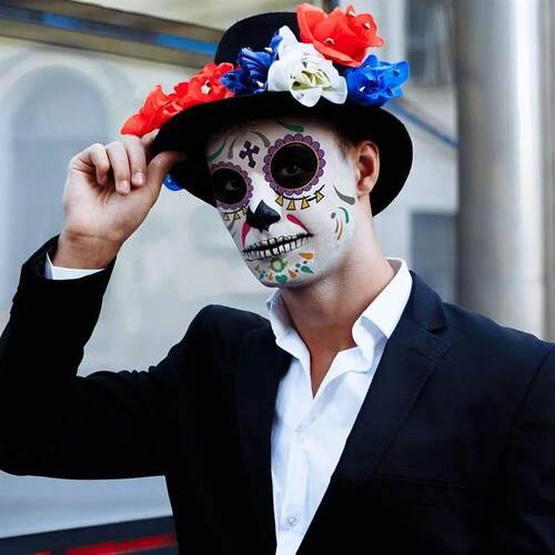 Day of the Dead Face Tattoos, 10 Pack Da de Los Muertos Te