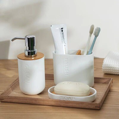 Bathroom Accessories Set Soap Dispenser Bottle Dish Washroom