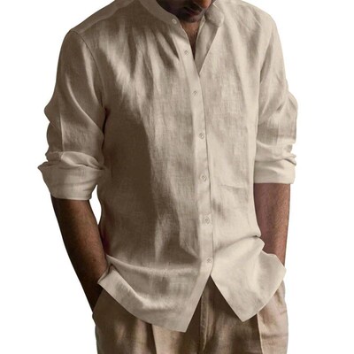 Mens Henley Shirts Cotton Linen Open Stitch Lightweight Bre