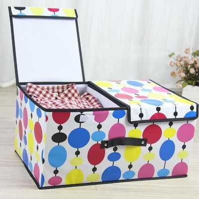 Household cloth cover foldable storage box for clothes-