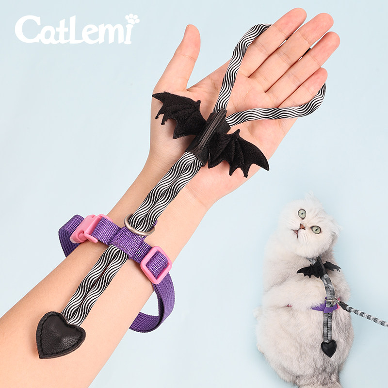 CatLemi宠物猫咪牵引绳遛猫绳可调节外出防挣脱牵猫绳胸背带套装