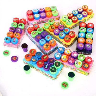 10pcs Assorted Stamps Kids Self-ink Stamps Children Toy Stam