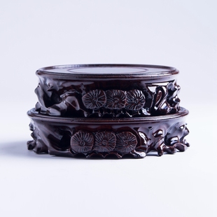 木雕底座 实木圆形托盘花瓶酒坛盘栽工艺品摆件底托红木根雕底座