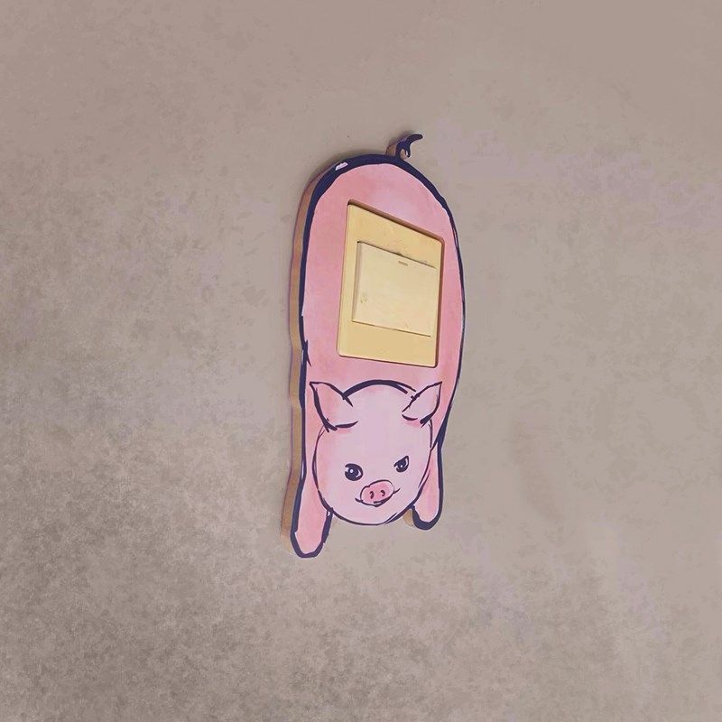 卡通小胖猪木质装饰开关贴墙贴插座保护卧室开关装饰,家居饰品,开关贴,淘宝优惠券,粉丝福利购,淘宝优惠卷