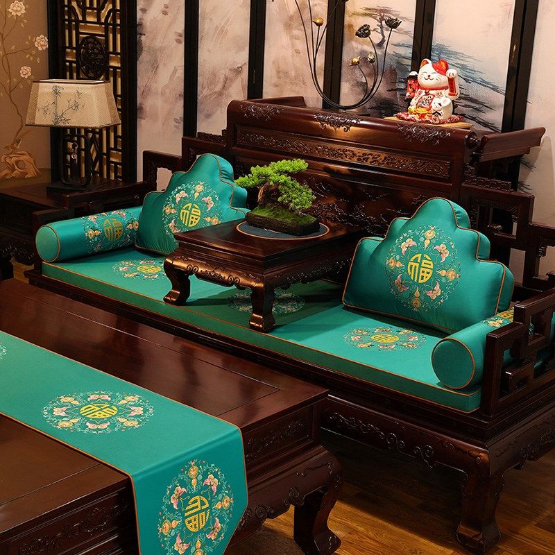 中式椅垫乳胶垫红木沙发垫座垫实木茶桌椅子坐垫抱枕靠垫一体春季