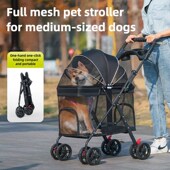 Cat Dog Stroller Lightweight Portabl Breathable Folding Pet