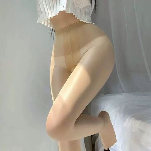 Retro Oil Shiny Nylon Pantyhose Women Sexy Open Crotch Tight