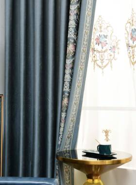 厂家窗ZGB直销高精密淡蓝色窗帘北遮光隔布热窗帘欧风格窗帘拼接