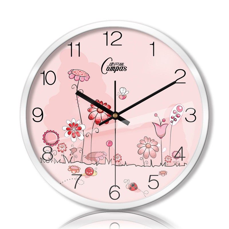康巴丝钟表石英钟客厅卧室创意金属挂钟静音扫描粉色花朵壁钟11,家居饰品,挂钟,淘宝优惠券,粉丝福利购,淘宝优惠卷