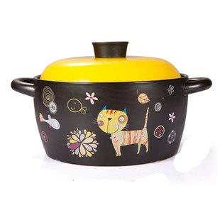 福传卡通小猫日韩陶瓷砂锅石锅拌饭耐热炖汤锅煲仔饭专用家用明火