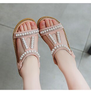 Girls Sandals Kids Summer Roman Shoes 2023 Elegant Pearl Rhi
