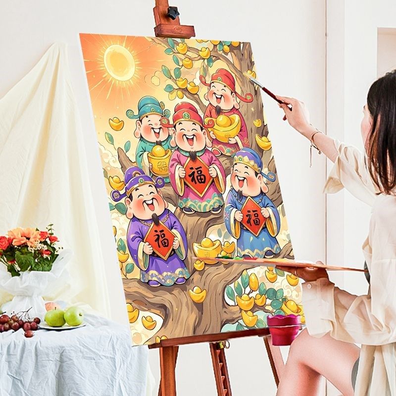 摇钱树数字油画diy20新款涂色填充解闷手工涂鸦丙烯油彩画,家居饰品,DIY/数字油画,淘宝优惠券,粉丝福利购,淘宝优惠卷
