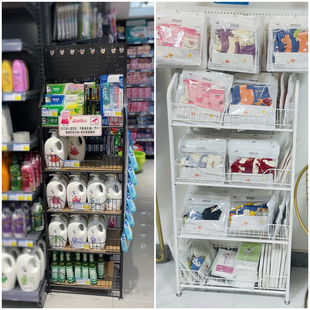 多功能移动带挂钩超市便利店落地展示小货架子多层置物零食柜饮料