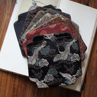 2色面织锦锻刺绣小方形壶垫杯垫布艺复古织金茶席防烫隔热垫