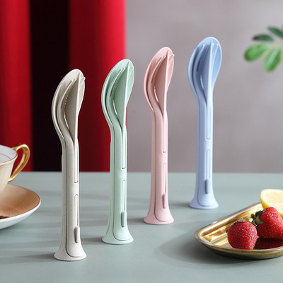 3pcs/set 3 in 1 Travel Portable Cutlery Set Japan Style Whea
