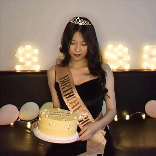 网红港风女神绶带小公主皇冠头饰肩带生日快乐礼仪带发箍拍照道具
