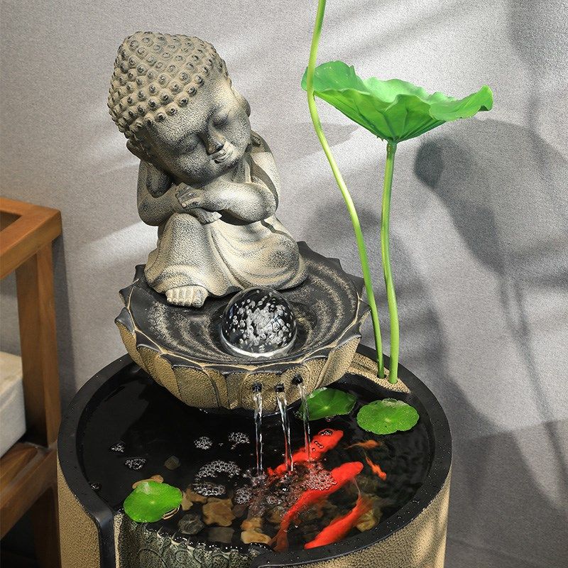 汉韵堂新中式流水摆件循环水景鱼缸室内客厅电视柜旁落地景观装饰