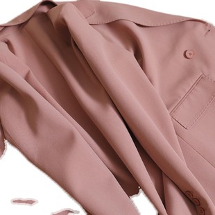 挺括有型纸片感率性枯玫瑰色双排扣挺括修身中长款西装外套女