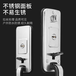 农村大门锁铝合金老式式按压防盗锁具拉手把手家用通用型铁门入户