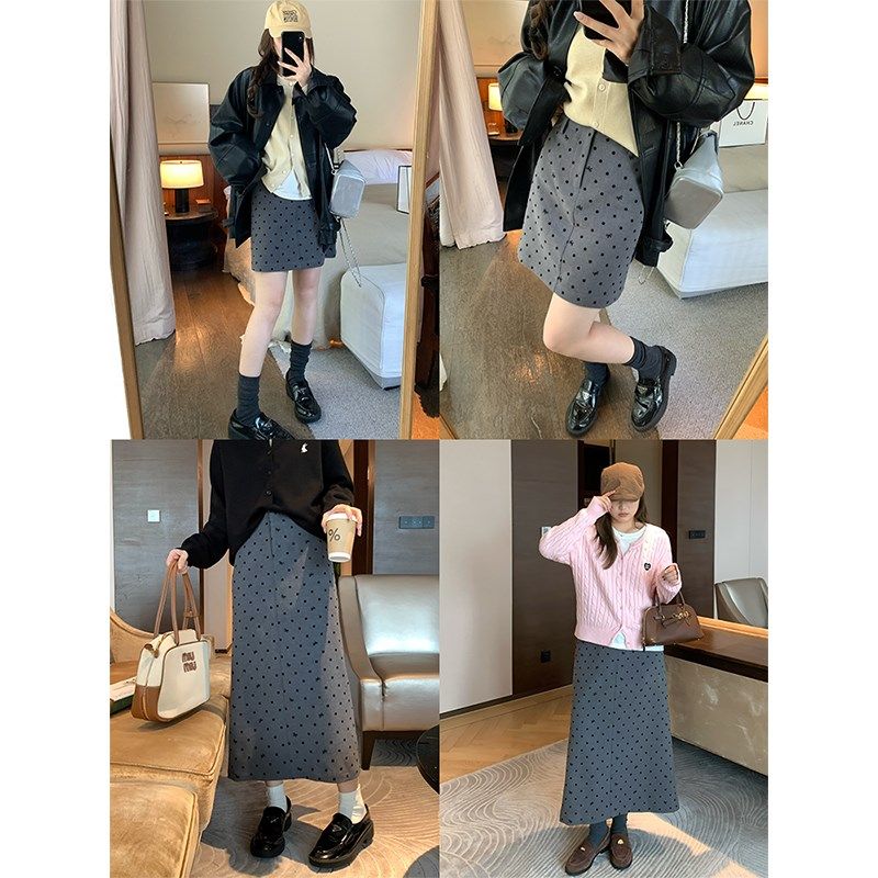 NAZ那子大码2024秋季新款复古简约植绒a字西装裙胖mm洋气半身裙女