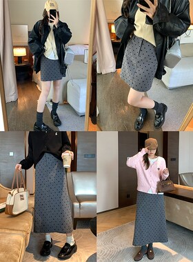 NAZ那子大码2024秋季新款复古简约植绒a字西装裙胖mm洋气半身裙女