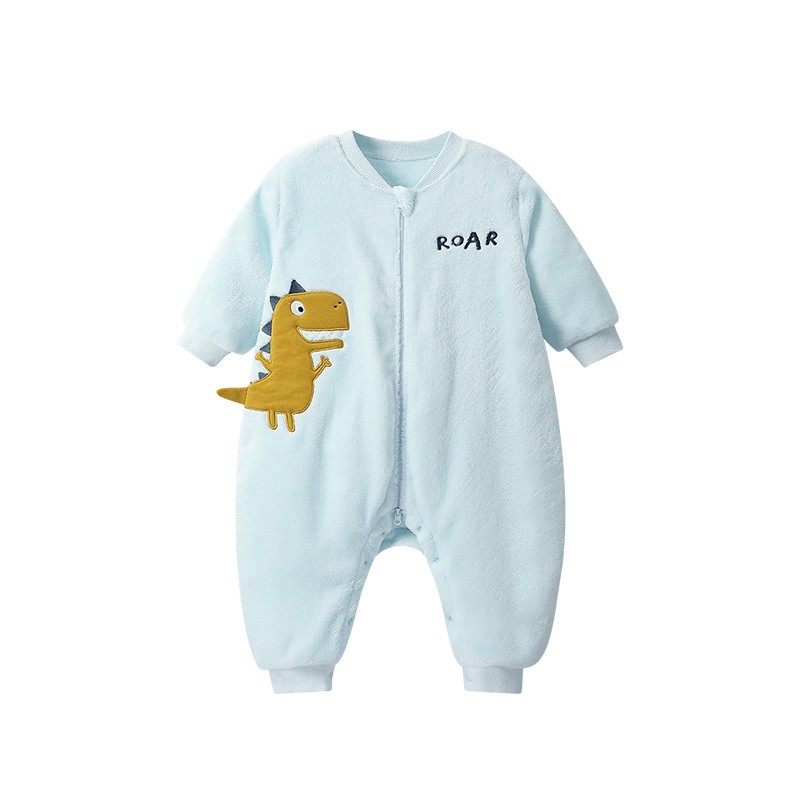 儿童连体睡衣珊瑚绒秋冬宝宝睡衣法兰绒防踢冬季加厚恐龙男童女童