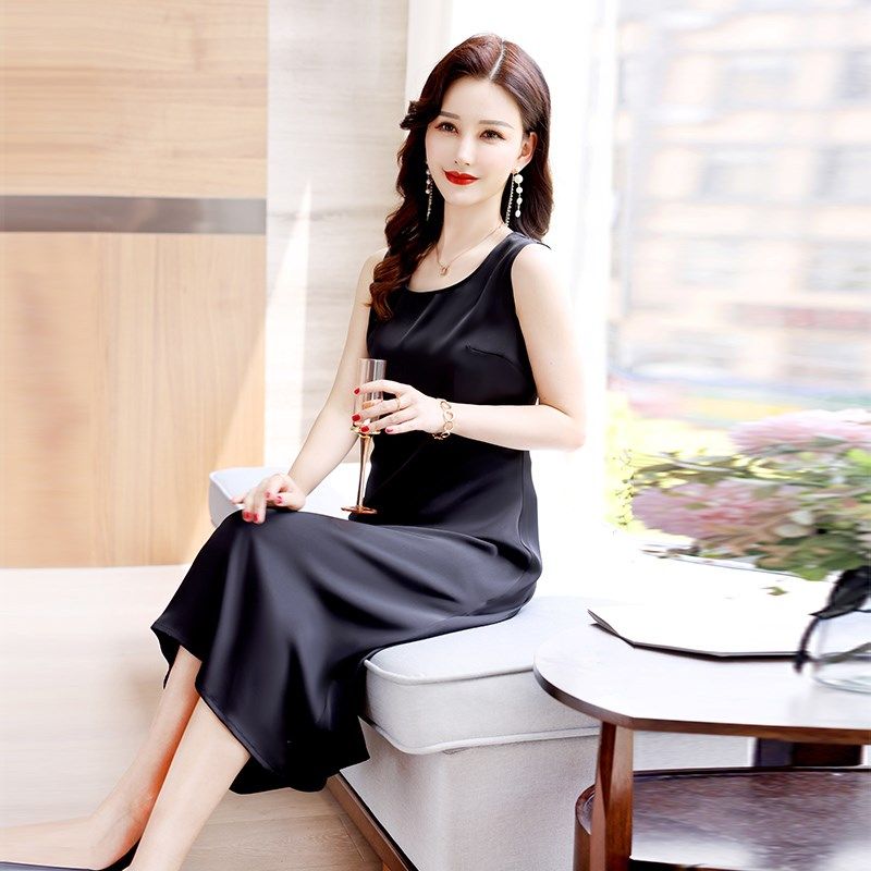 吊带背心裙女夏外穿西装打底裙缎面大码无袖内衬裙宽带内搭连衣裙