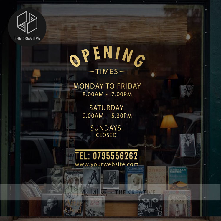 OPEN英文可定制营业时间奶茶咖啡酒吧瑜伽理发店玻璃橱窗贴纸