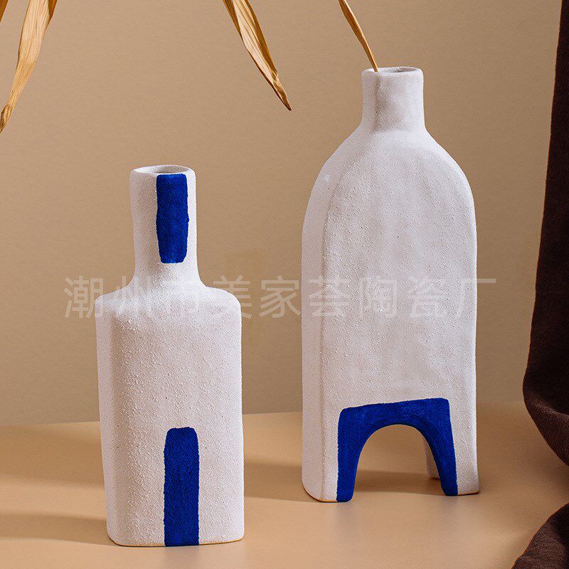 艺术彩绘陶瓷花瓶客厅软装干花插花瓶玄关电视柜装饰摆件创意花器