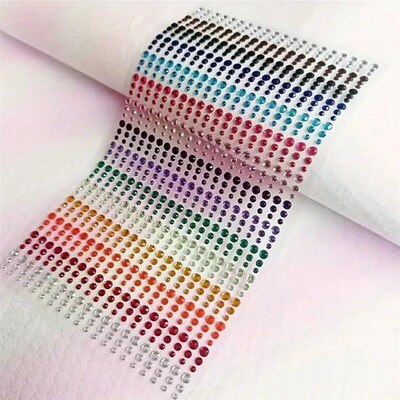 1sheet 900pcs Rainbow Face Glittle Gem Stickers Stick-On Fac