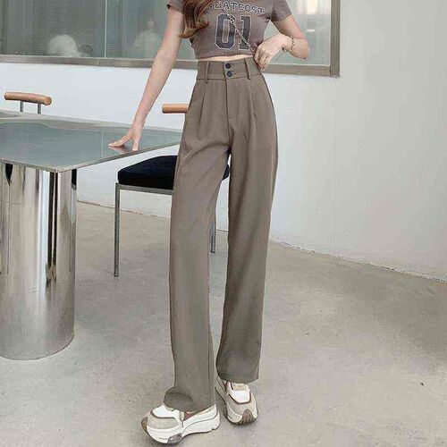 Ice Silk Suit Wide-leg Pants Womens Summer High Waist Drapi