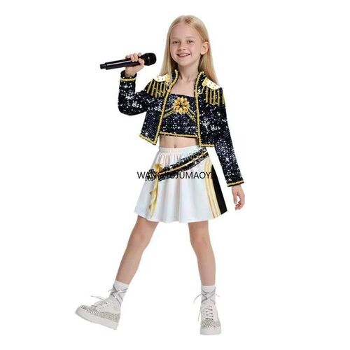 Kid Mira Rumi Zoey Stage Outfit Copl Black Cotume Girl Unifo