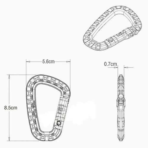 4Pcs Tactical Carabiner Set Plastic Steel Quick Hook Webbing