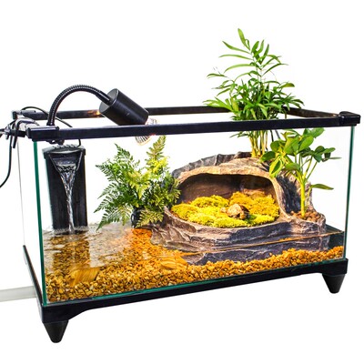 Glass turtle tank feeding box tortoise habitat aquarium set