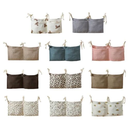 Baby Bed Hanging Storage Bags Cotton Newborn Crib Organizer