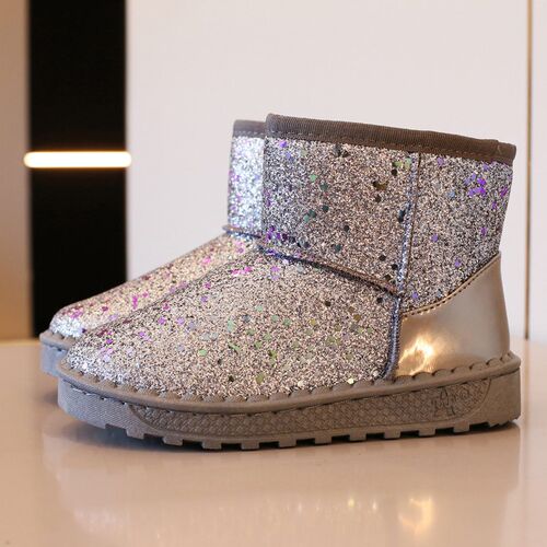 Girls Snow Boots 2025 Versatile Sequined Princess Cotton Sh