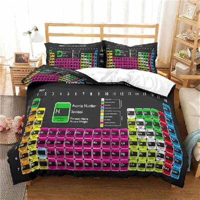 Periodic Table of Elements Duvet Cover Science Bedding Set