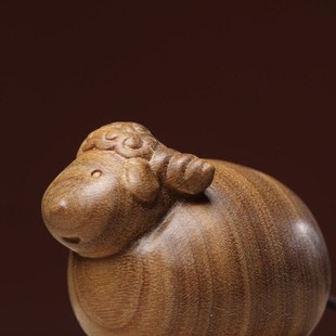 正宗绿檀木肥羊手把件木头雕刻羊挂件摆件木雕生肖羊把玩件文玩男