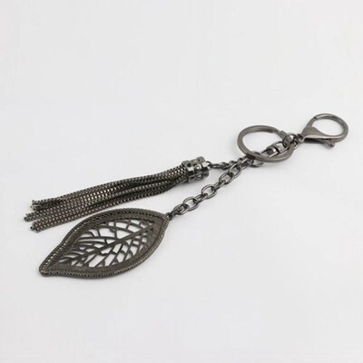 Creative Leaf Shape Keychains With Metal Tassel Chain Rhines